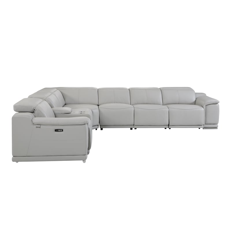 Pemberly Row 7-Piece 1 Console 3-Power Reclining Italian Leather Sectional