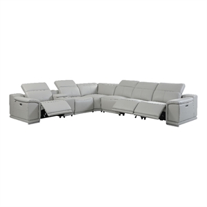 Pemberly Row 7-Piece 1 Console 3-Power Reclining Italian Leather Sectional
