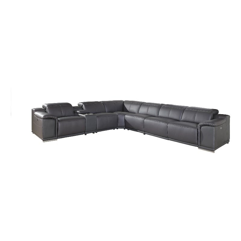 Pemberly Row 7-Piece 1 Console 4-Power Reclining Italian Leather Sectional