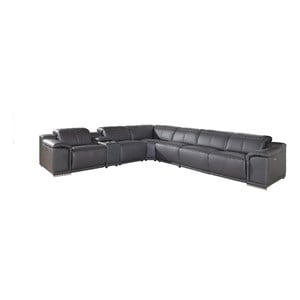 Pemberly Row 7-Piece 1 Console 4-Power Reclining Italian Leather Sectional