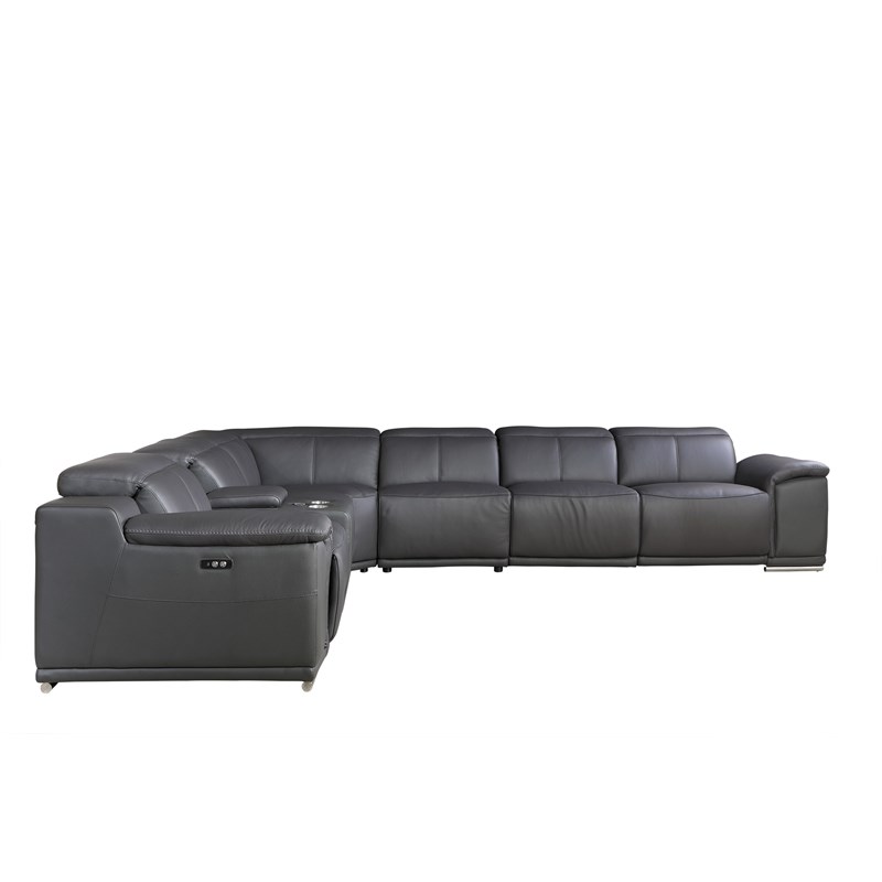 Pemberly Row 7-Piece 1 Console 4-Power Reclining Italian Leather Sectional