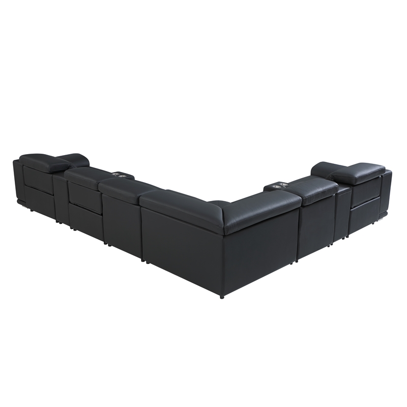 Pemberly Row 8-Piece 1 Console 3-Power Reclining Italian Leather Sectional