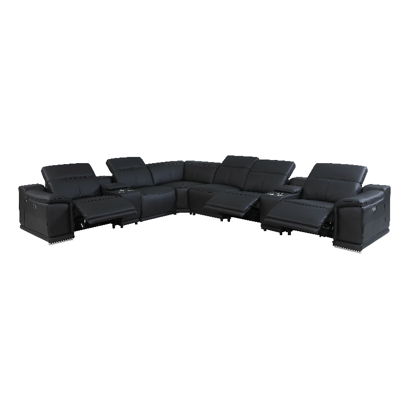Pemberly Row 8-Piece 1 Console 3-Power Reclining Italian Leather Sectional