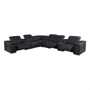Pemberly Row 8-Piece 1 Console 3-Power Reclining Italian Leather Sectional