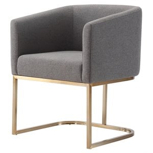 Pemberly Row 18&quot Modern Steel & Fabric Dining Chair in Gray/Antique Brass