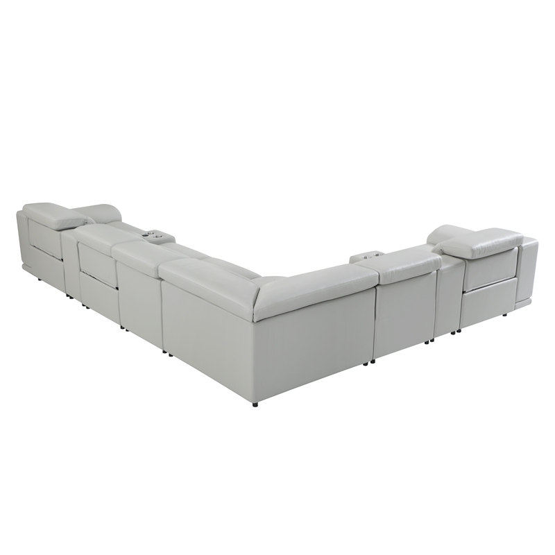 Pemberly Row 8-Piece 1 Console 3-Power Reclining Italian Leather Sectional