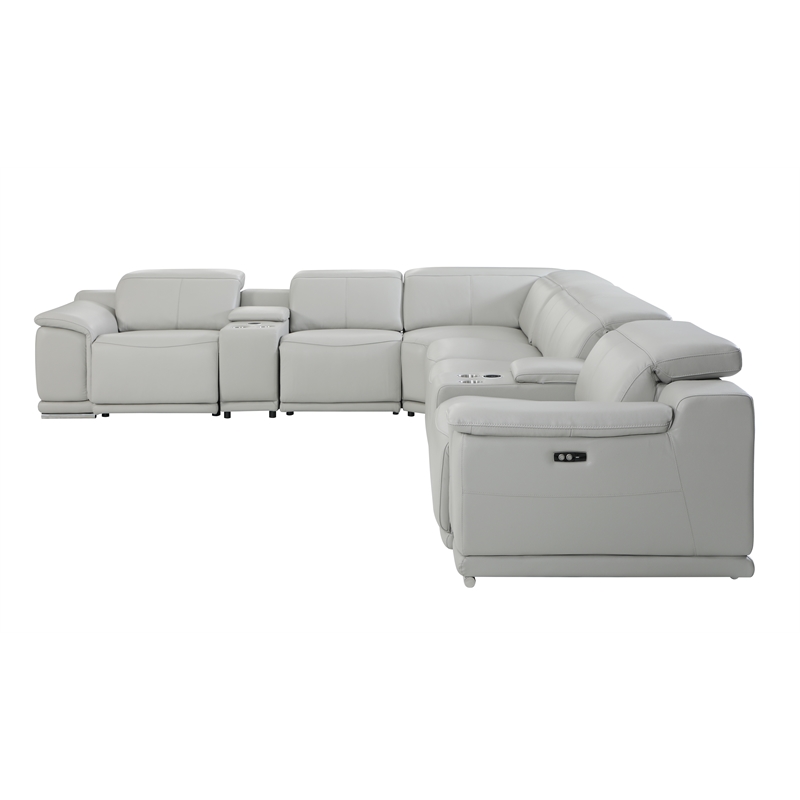 Pemberly Row 8-Piece 1 Console 3-Power Reclining Italian Leather Sectional