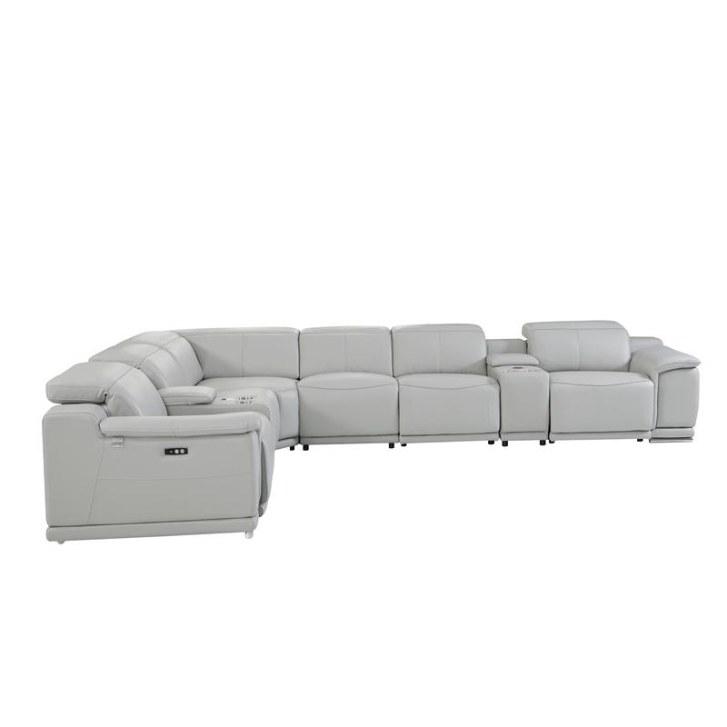 Pemberly Row 8-Piece 1 Console 3-Power Reclining Italian Leather Sectional
