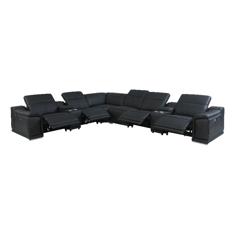 Pemberly Row 8-Piece 1 Console 4-Power Reclining Italian Leather Sectional