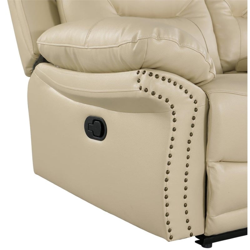 Pemberly Row Modern Contemporary Leather Console Loveseat in Beige