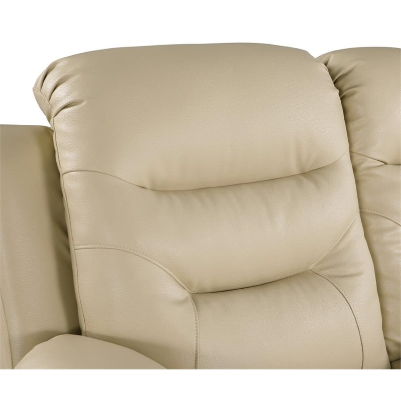 Pemberly Row Modern Contemporary Leather Console Loveseat in Beige