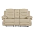 Pemberly Row Modern Contemporary Leather Console Loveseat in Beige