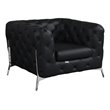 Pemberly Row Modern Genuine Italian Leather Upholstered Chair in Black
