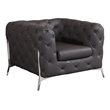Pemberly Row Modern Genuine Italian Leather Upholstered Chair in Brown