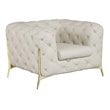 Pemberly Row Modern Genuine Italian Leather Upholstered Chair in Beige