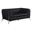 Pemberly Row Modern Genuine Italian Leather Upholstered Loveseat in Black