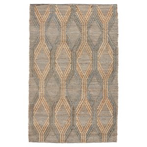 Pemberly Row 60 x 96&quot Jute & Cotton Accent Rug in Natural/Mineral Blue