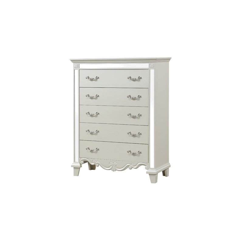 Pemberly Row Contemporary Mirror Framed Chest made with Wood in White