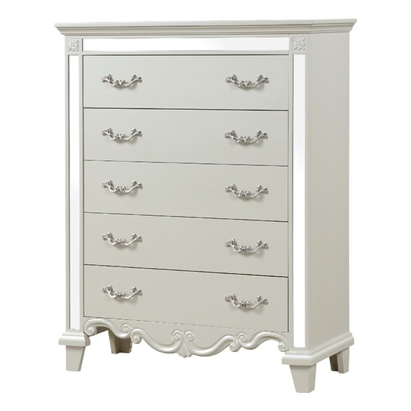 Pemberly Row Contemporary Mirror Framed Chest made with Wood in White