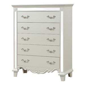 Pemberly Row Contemporary Mirror Framed Chest made with Wood in White