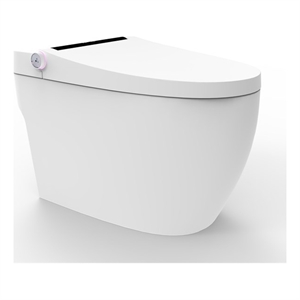 Pemberly Row Modern Ceramic White Smart Toilet with Bidet and Digital Display