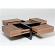 Pemberly Row Square Modern MDF Wood Coffee Table in Walnut/Black