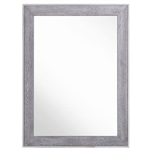 Pemberly Row 40x30&quot Modern Veneer & Stainless Steel Mirror in Elm Gray