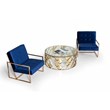 Pemberly Row Round Modern Metal & Glass Coffee Table in Gold & Clear