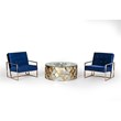 Pemberly Row Round Modern Metal & Glass Coffee Table in Gold & Clear