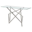 Pemberly Row Modern Stainless Steel & Glass Console Table in Silver/Clear