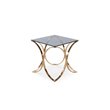 Pemberly Row Modern Glass & Stainless Steel End Table in Rose Gold