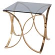 Pemberly Row Modern Glass & Stainless Steel End Table in Rose Gold