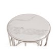 Pemberly Row Silvan Modern Stainless Steel & Marble End Table in White