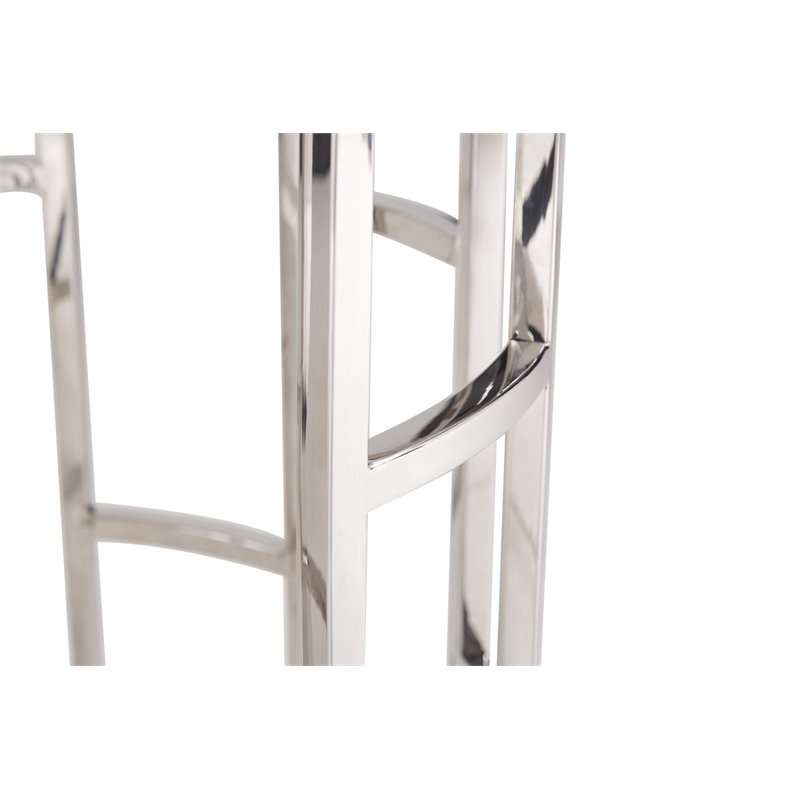 Pemberly Row Silvan Modern Stainless Steel & Marble End Table in White