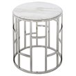 Pemberly Row Silvan Modern Stainless Steel & Marble End Table in White