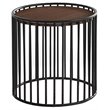 Pemberly Row Round Modern Metal & Veneer End Table in Walnut/Black