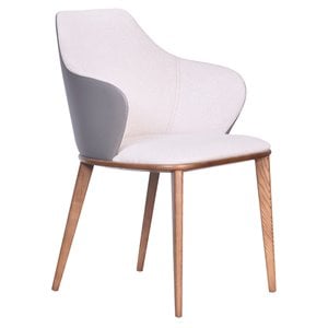Pemberly Row 19&quot Modern Wood & Faux Leather Dining Chair in Beige/Walnut
