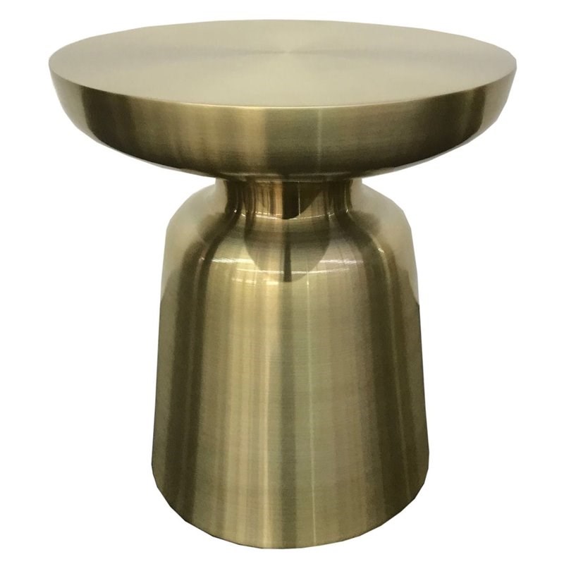Pemberly Row Mushroom Shaped Aluminum End Table in Glam Gold Finish