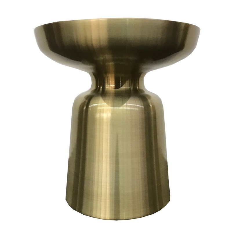 Pemberly Row Mushroom Shaped Aluminum End Table in Glam Gold Finish