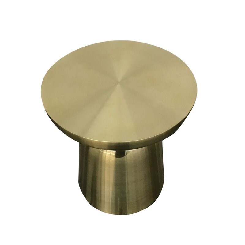 Pemberly Row Mushroom Shaped Aluminum End Table in Glam Gold Finish