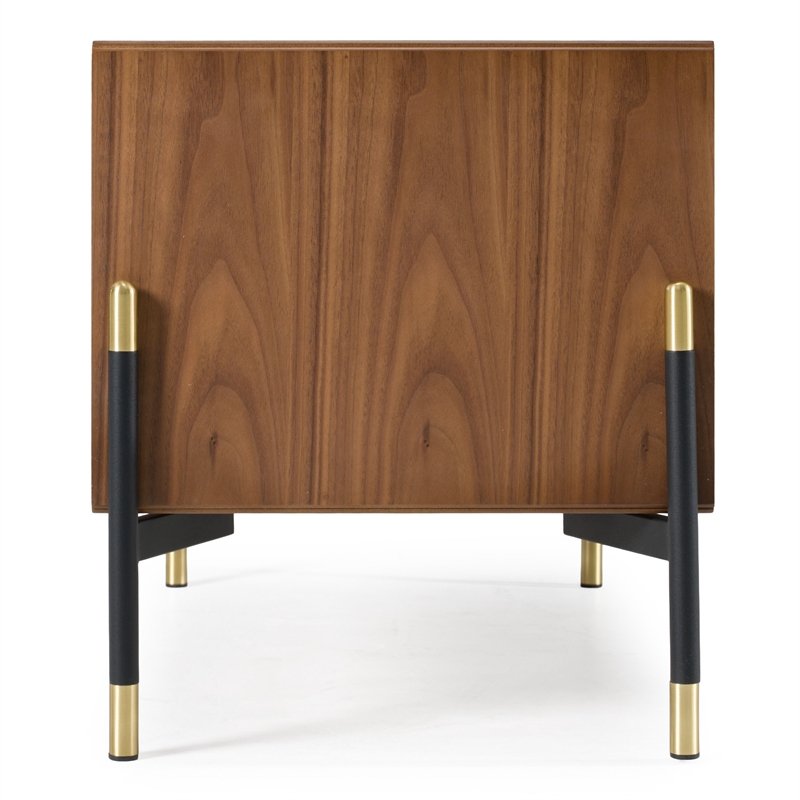 Pemberly Row 2-Drawer Mid-Century Wood Nightstand in Walnut/Gray
