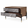 Pemberly Row 2-Drawer Mid-Century Wood Nightstand in Walnut/Gray