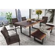 Pemberly Row Rectangular Modern Metal & Solid Wood Dining Table in Brown