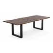 Pemberly Row Rectangular Modern Metal & Solid Wood Dining Table in Brown