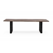 Pemberly Row Rectangular Modern Metal & Solid Wood Dining Table in Brown