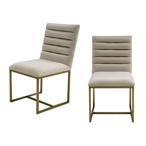 Pemberly Row 17&quot Modern Velvet Dining Chair in Beige/Gold (Set of 2)