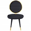 Pemberly Row Velvet & Metal Upholstered Accent Chair in Black (Set of 2)