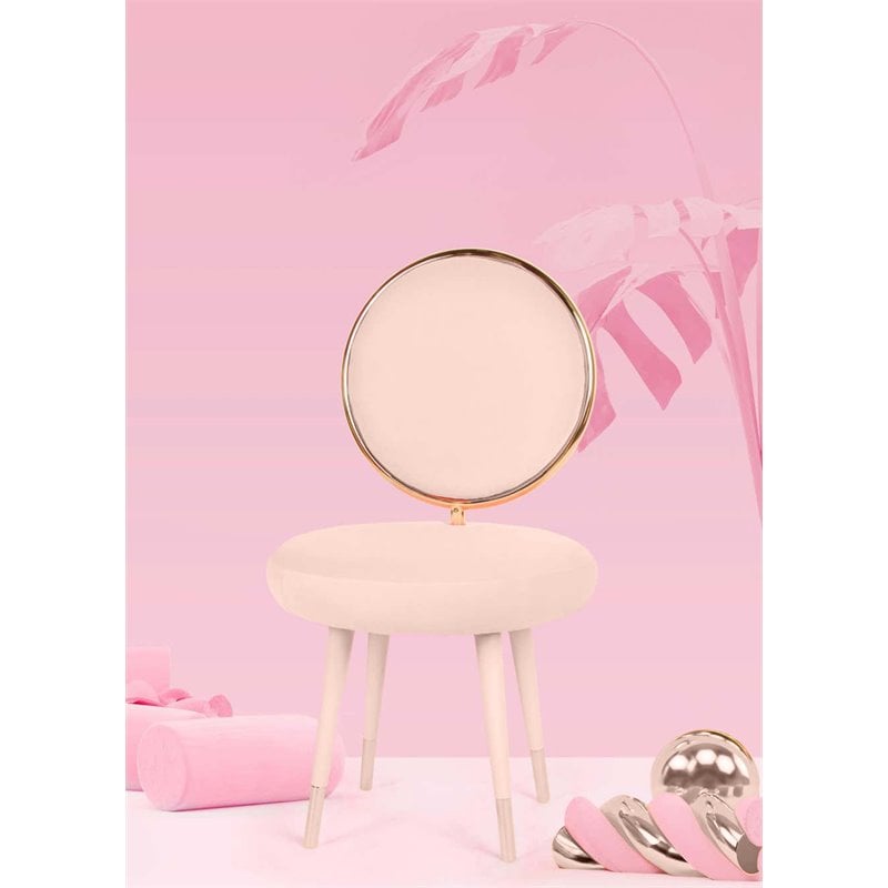 Pemberly Row Velvet & Metal Upholstered Accent Chair in Pink (Set of 2)