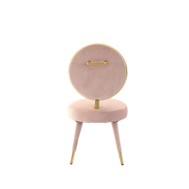 Pemberly Row Velvet & Metal Upholstered Accent Chair in Pink (Set of 2)