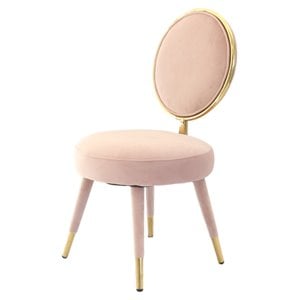 Pemberly Row Velvet & Metal Upholstered Accent Chair in Pink (Set of 2)